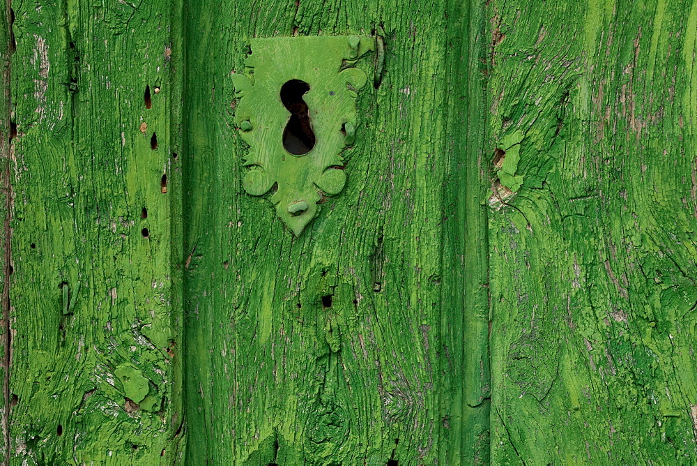 Keyhole at an old door, Castrillo de los Polvazares, Province of Leon, Old Castile, Castile-Leon, Castilla y Leon, Northern Spain, Spain, Europe