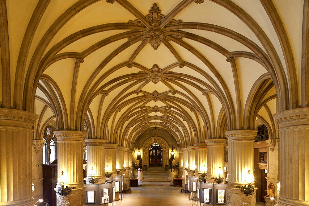 Entrance hall and view at staircase, Hamburg Town Hall, Hanseatic city of Hamburg, Germany, Europe