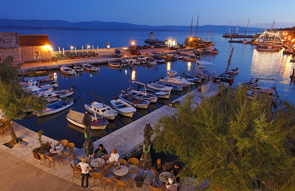 Restaurant at harbor, Bol, Brac, Split-Dalmatia county, Croatia