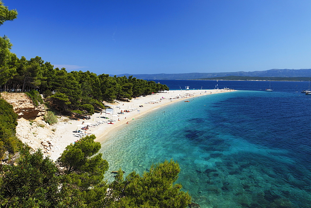 Bathing beach, Zlatni Rat, Golden Cape, Bol, Brac, Split-Dalmatia, Croatia