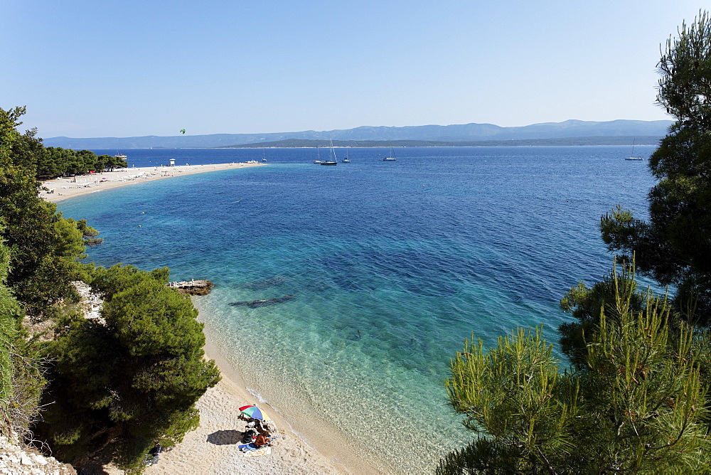 Bathing beach, Zlatni Rat, Golden Cape, Bol, Brac, Split-Dalmatia, Croatia