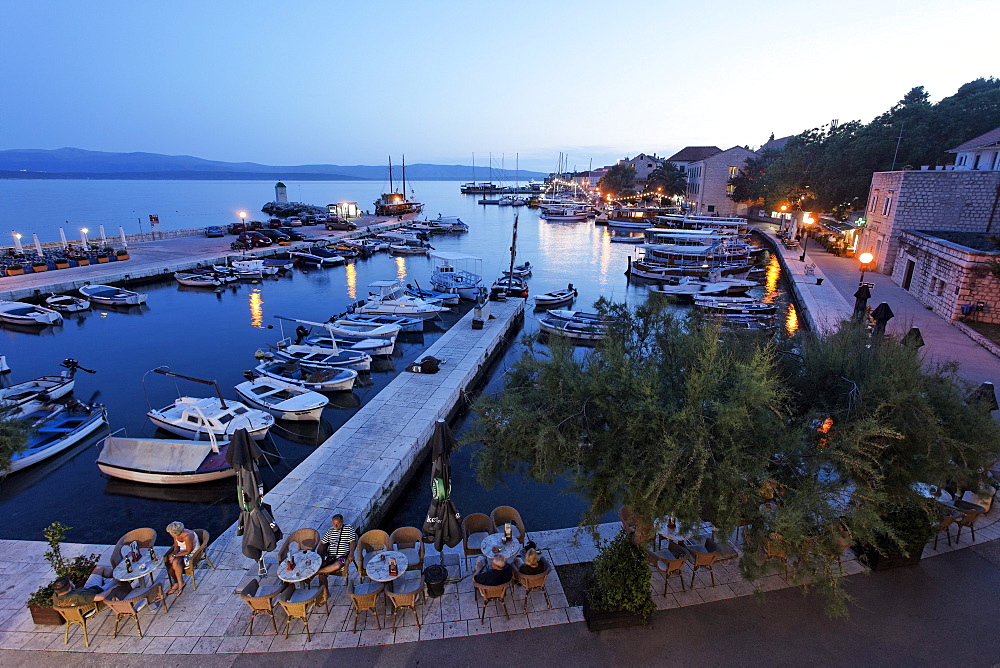 Restaurant at harbor, Bol, Brac, Split-Dalmatia county, Croatia