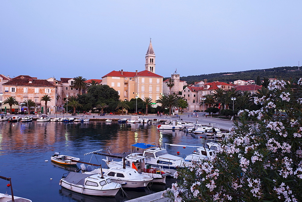 Harbor and church Sveti Petar, Supetar, Brac, Split-Dalmatia, Croatia