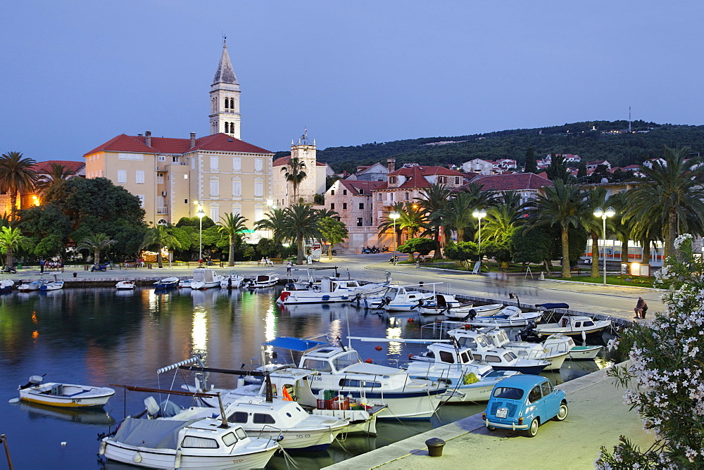 Harbor and church St Peter, Sveti Petar, Supetar, Brac, Split-Dalmatia, Croatia