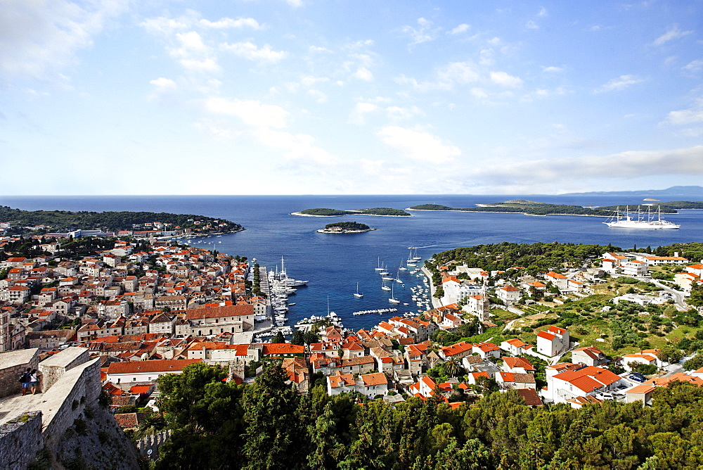 Cityscape, Spanjola Fortress, Hvar Town, Hvar, Split-Dalmatia, Croatia