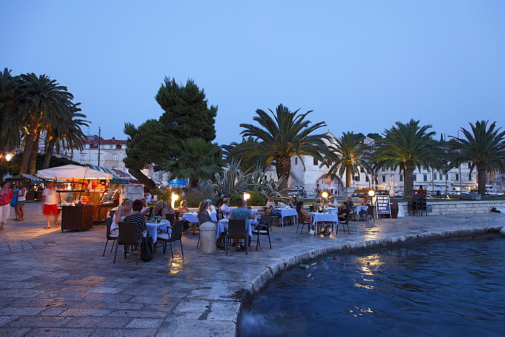 Restaurant at pier, Hvar town, Hvar, Split-Dalmatia, Croatia