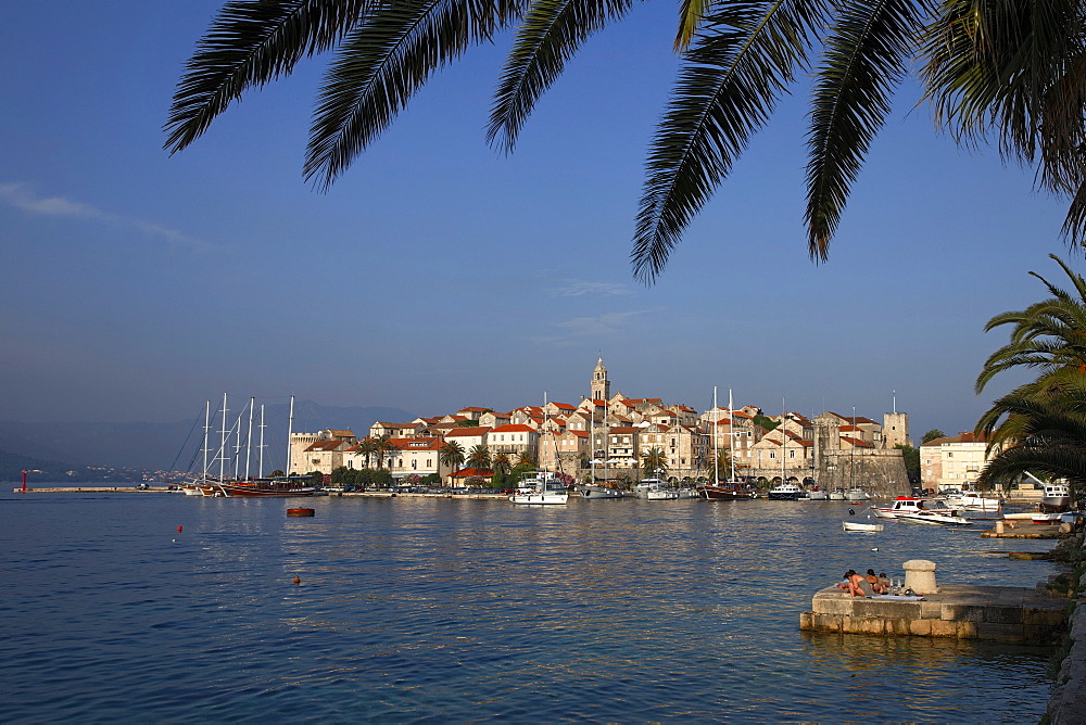 View to Old Town of Korcula, Korcula, Dubrovnik-Neretva county, Dalmatia, Croatia