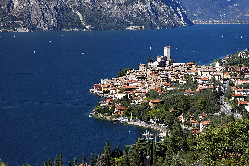 Panorama, Scaliger Castle, Malcesine, Lake Garda, Veneto, Italy