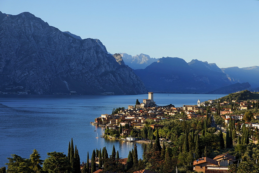 Panorama, Scaliger Castle, Malcesine, Lake Garda, Veneto, Italy