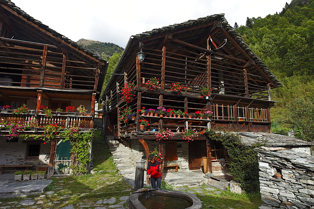 Hiking, Walser hut, Museum, Alagna, Valsesia, Piedmont, Italy