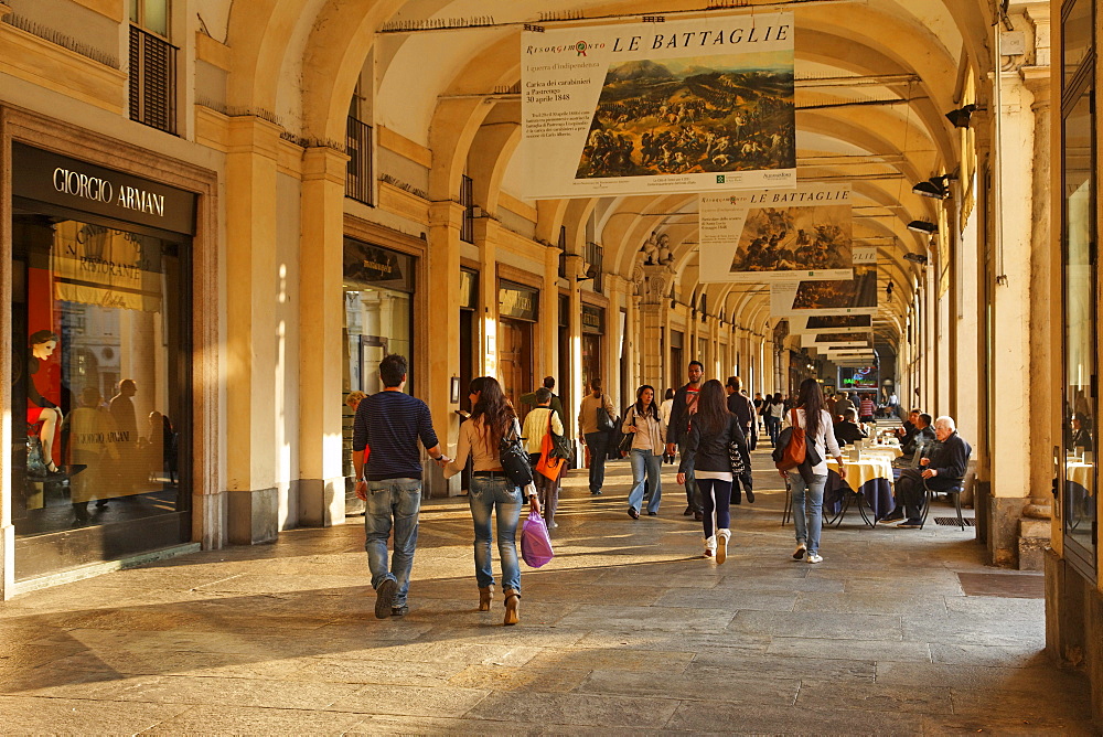 Covered pavement, Piazza San Carlo, Turin, Piedmont, Italy