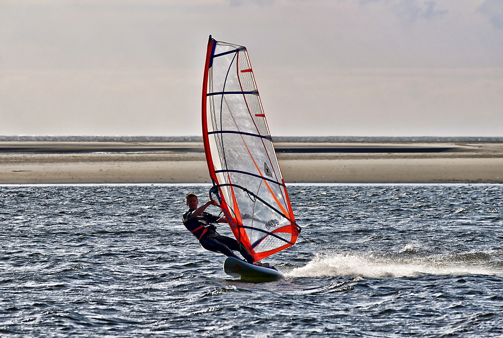 Windsurfer on the North Sea, North Sea Spa Resort Langeoog, East Frisia, Lower Saxony, Germany