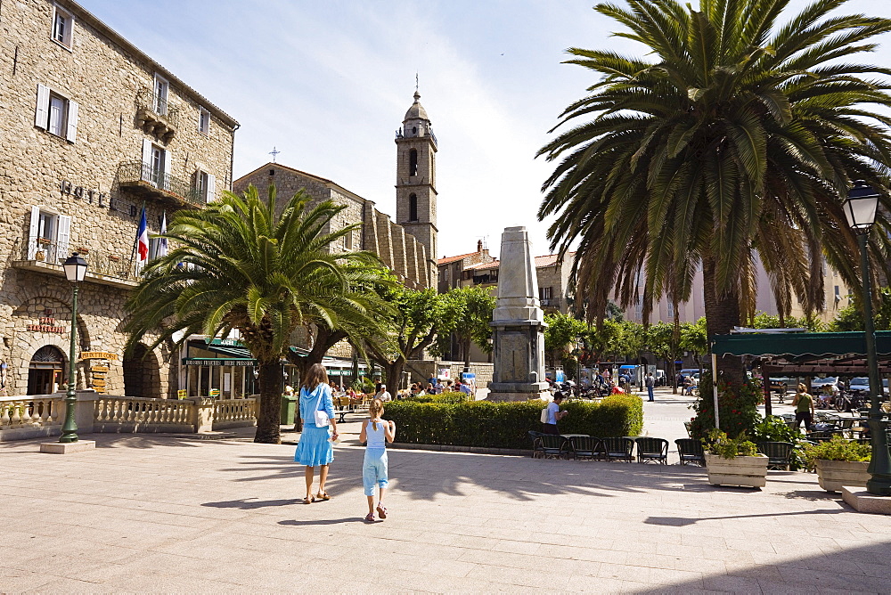 Place de la liberation, Sartene, Corsica, France, Europe, model released
