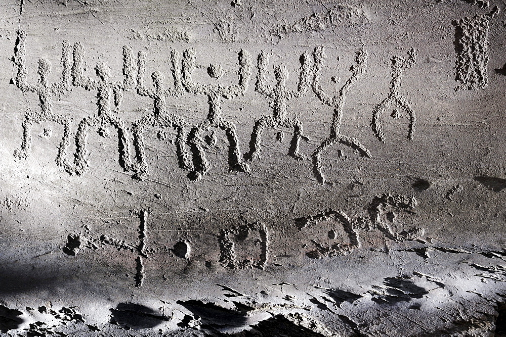 Praying figures, Etruscan rock drawing, copper age, Naquane, Val Camonica, UNESCO World Heritage Site Val Camonica, Lombardy, Italy, Europe