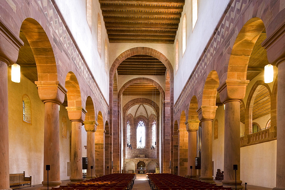 Interior view of abbey church, Alpirsbach abbey, former Benedictine monastery, Alpirsbach, Baden-Wuerttemberg, Germany, Europe