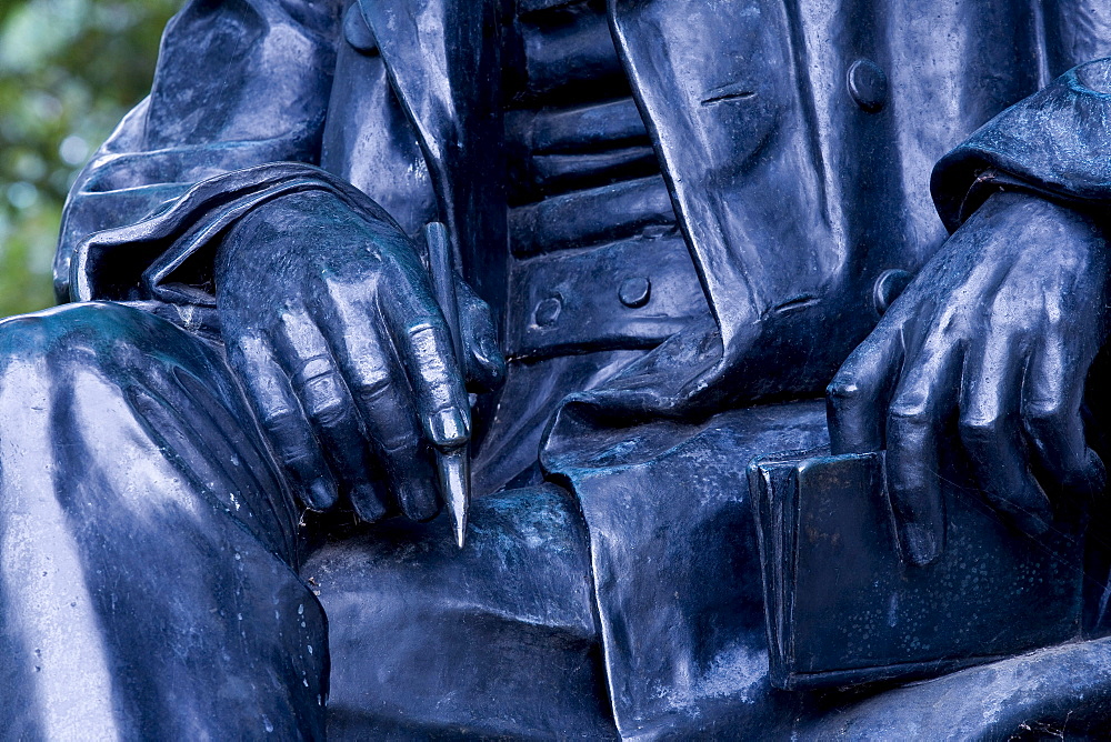 Detail of Theodor Fontane memorial, Neuruppin, Brandenburg, Germany, Europe