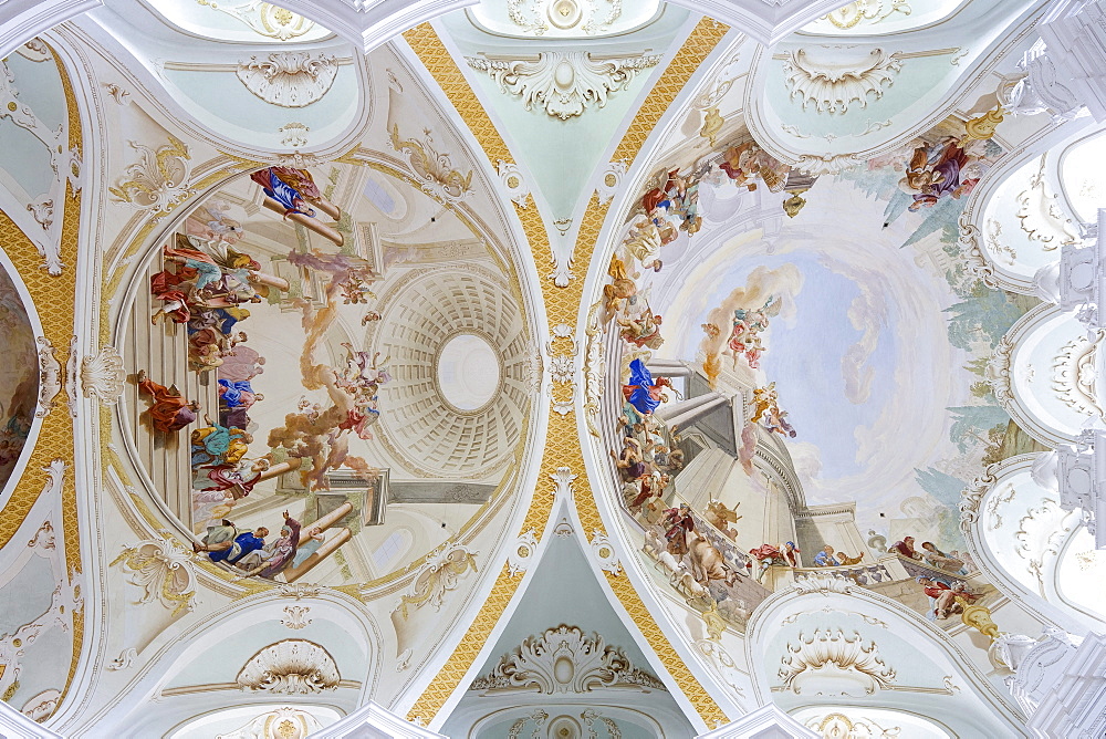 Ceiling fresco at Neresheim abbey (St. Ulrich und Afra), Neresheim, Baden-Wuerttemberg, Germany, Europe