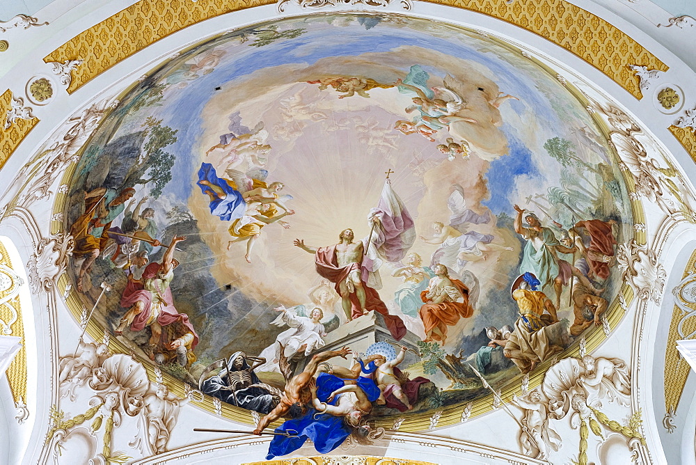 Ceiling fresco at Neresheim abbey (St. Ulrich und Afra), Neresheim, Baden-Wuerttemberg, Germany, Europe