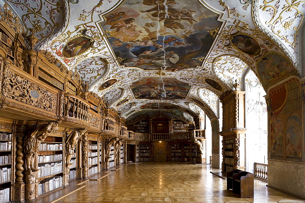 Library in the monastery of Waldsassen, Upper Palatinate, Bavaria, Germany