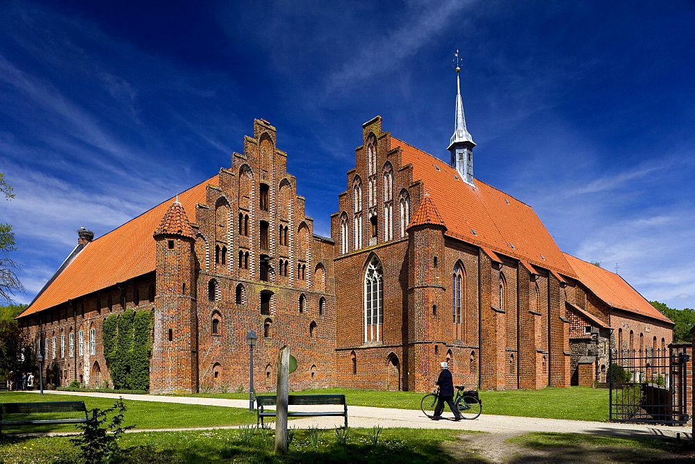 Wienhausen Convent under blue sky, former Cistercian nunnery is today an evangelical abbey, Wienhausen, Lower Saxony, Germany, Europe