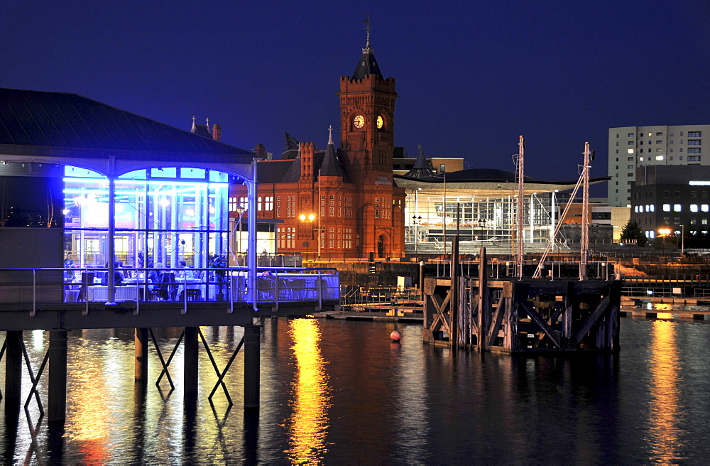 Pierhead Building and Senedd, National Assembly for Wales, Cardiff Bay, Cardiff, south-Wales, Wales, Great Britain