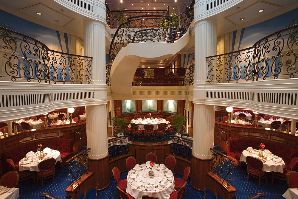 Royal Clipper Atrium Dining Room, Aboard Sailing Cruiseship Royal Clipper (Star Clippers Cruises), Mediterranean Sea, near Sicily, Italy