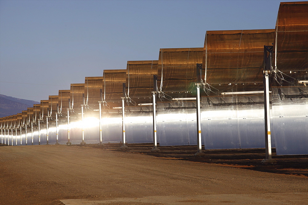 Andasol 1, the first solar parabolic trough power plant in Europe near Guadix, Calahorra, Granada, Andalusia, Spain