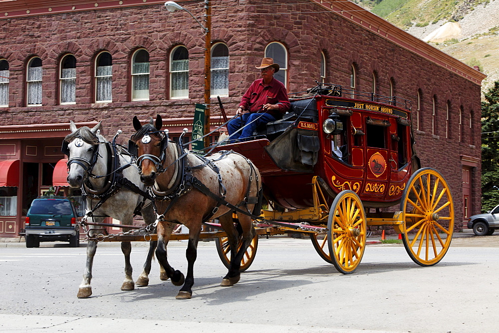 Horse carriage tour on Main Street, Silverton, Colorado, USA