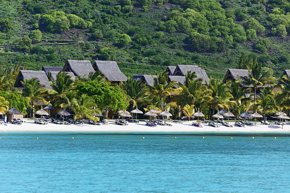 View of the beach of Beachcomber Hotel Paradis & Golf Club, Mauritius, Africa