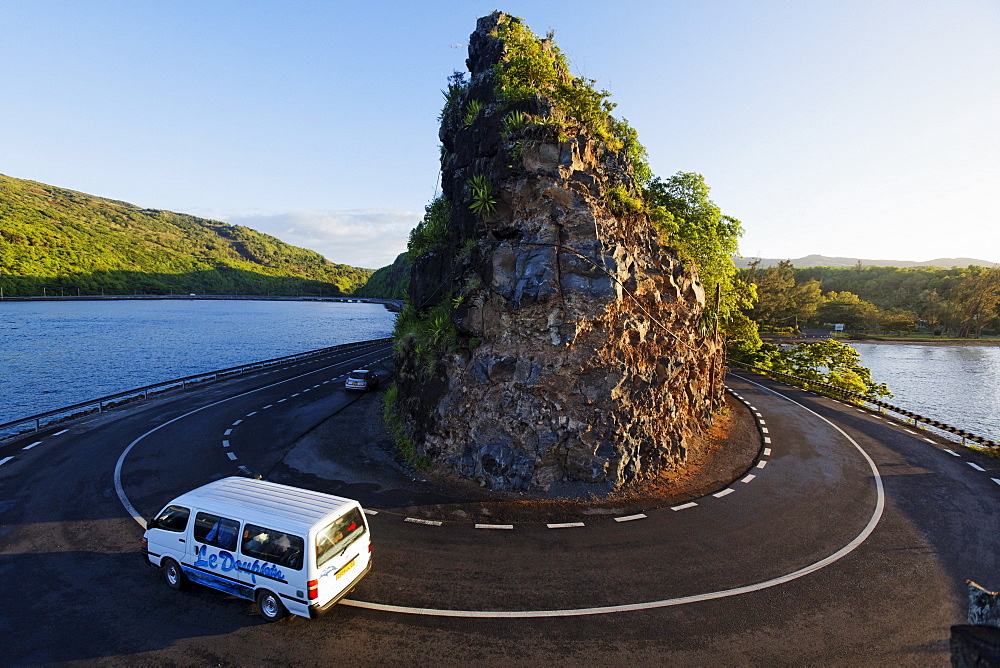 Hair-pin bend around a rock in Baie du Cap, Mauritius, Africa