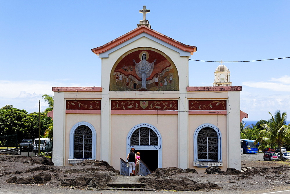 Flow of Lava at the church in Piton Sainte Rose, La Reunion, Indian Ocean