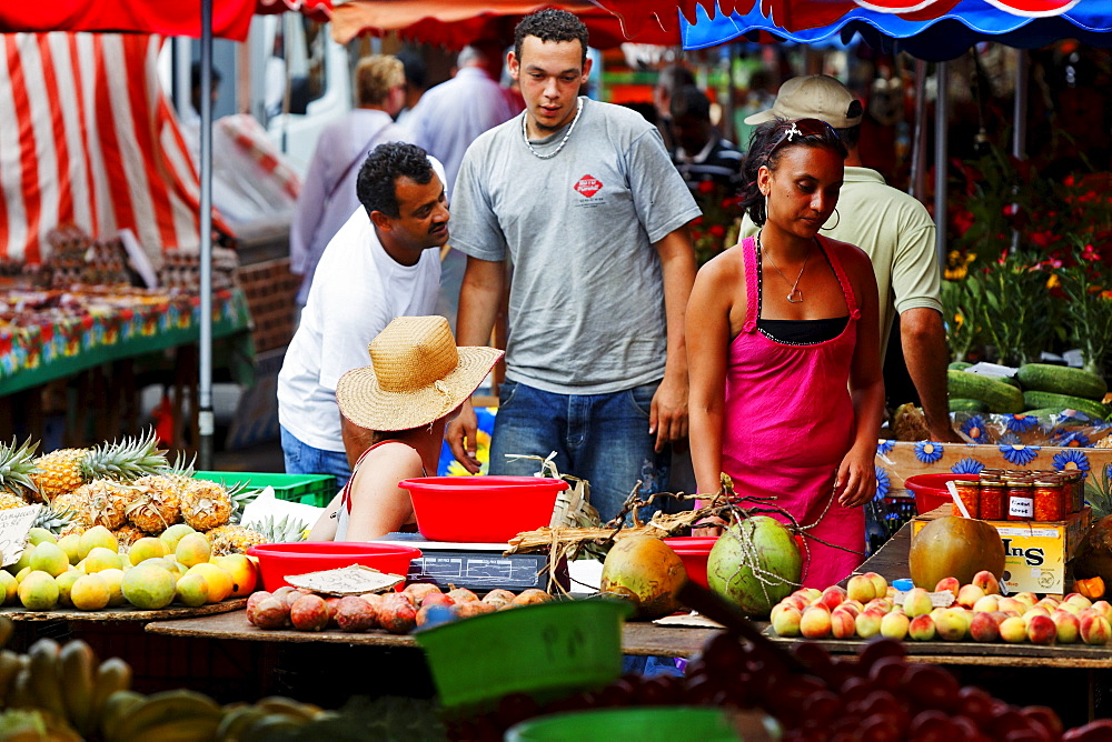 People at the market in St. Paul, La Reunion, Indian Ocean