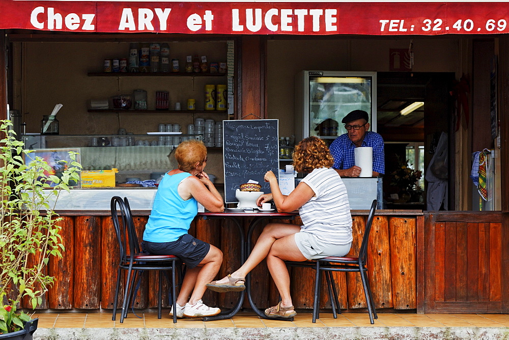 People at a bistro in Petite-Ile, La Reunion, Indian Ocean