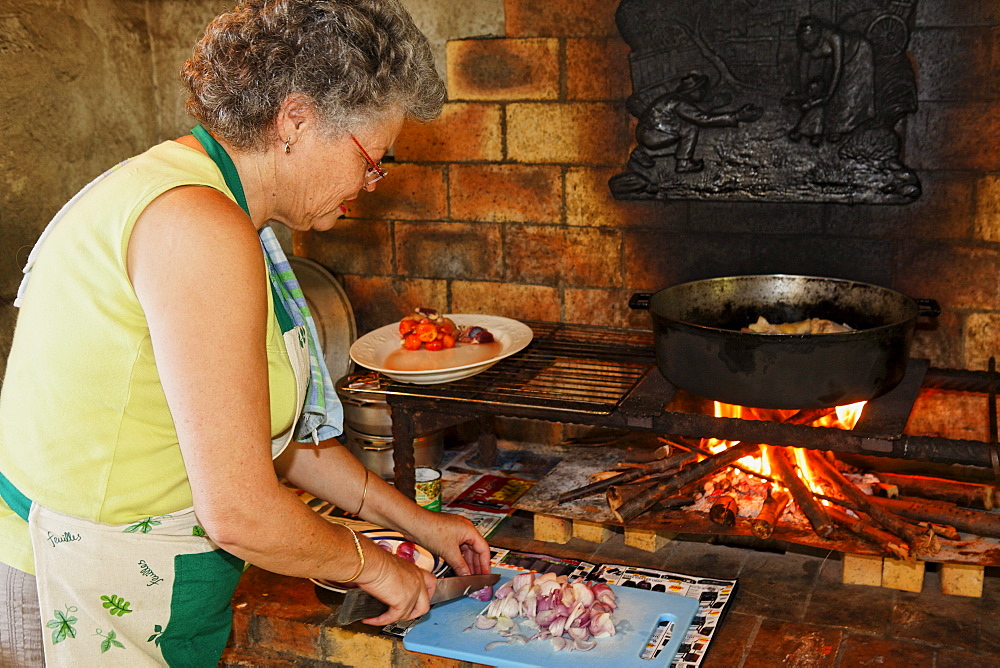 Preparation of a chicken curry, La Reunion, Indian Ocean