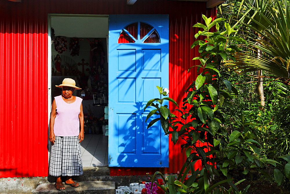 Entrance of a chapel in St. Philippe, La Reunion, Indian Ocean