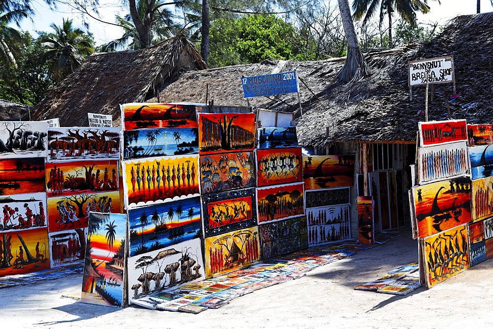 Gallery at the beach of Kiwenga, Zanzibar, Tanzania, Africa