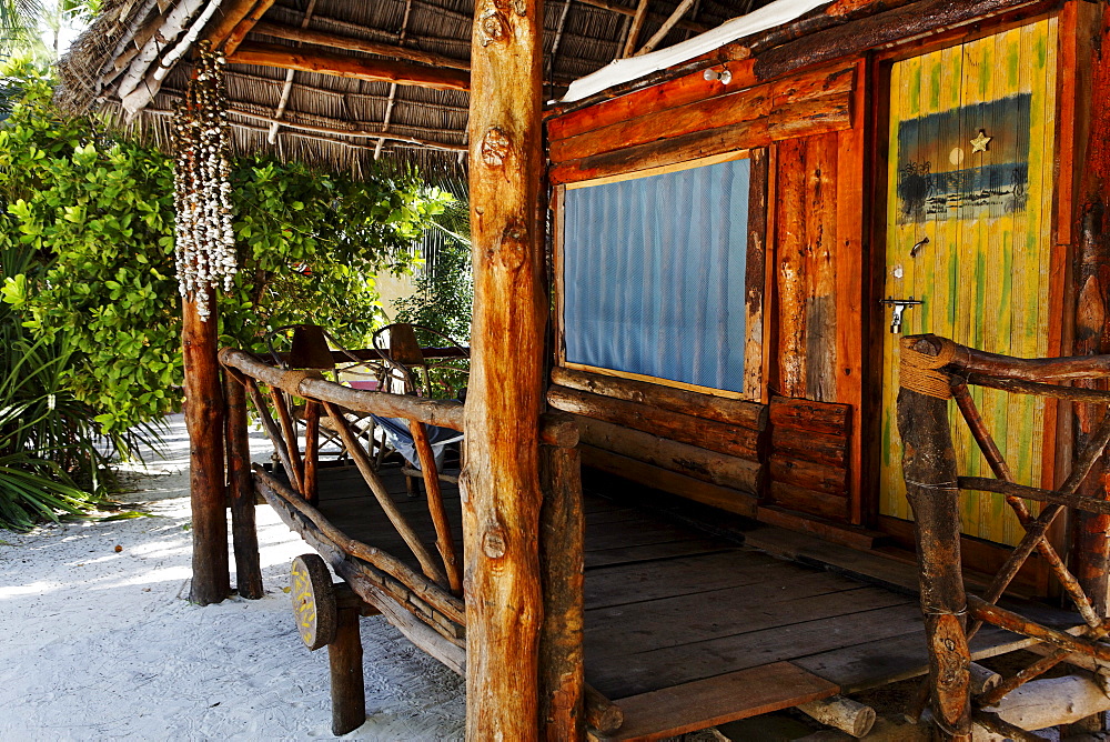 Traditional beach houses at Santa Maria Coral Park Hotel on the beach, Pongwe, Zanzibar, Tanzania, Africa