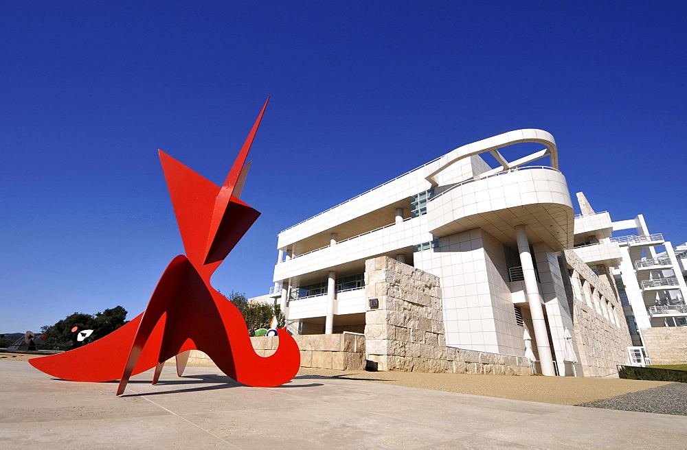 Red sculpture in front of Getty Center, Los Angeles, California, USA, America