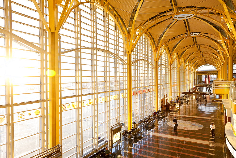 Departure hall, Ronald Reagan Washington National Airport in the morning light, Arlington County, Virginia, United States of America, USA