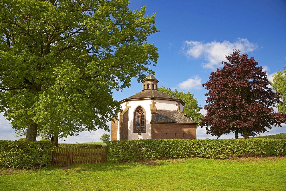 Frohnertkapelle near Oberkail, chapel where Graf Philipp Dietrich von Manderscheid was buried Eifel, Rhineland-Palatinate, Germany, Europe