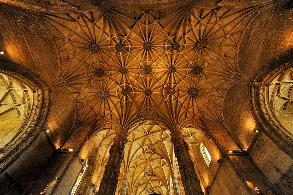 Vault at the Jeronimos monastery, Lisbon, Portugal, Europe