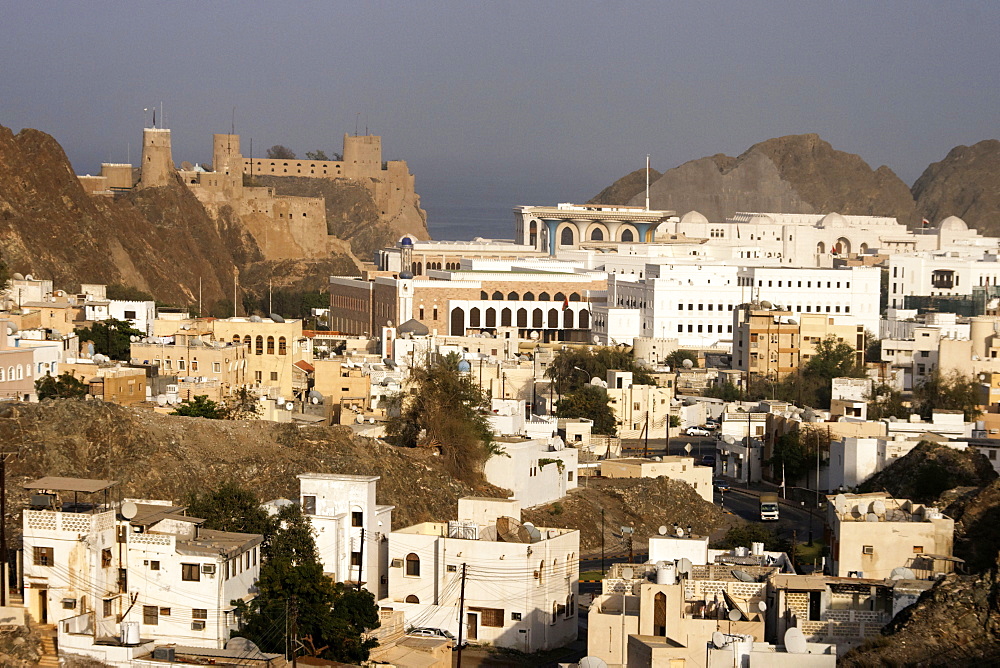 Oman Muscat Sultans Palace and Al Mirani Fort viewpoint