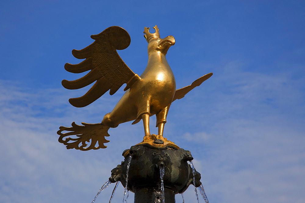 Eagle upon the market fountain, Goslar, Harz mountains, Lower Saxony, Germany