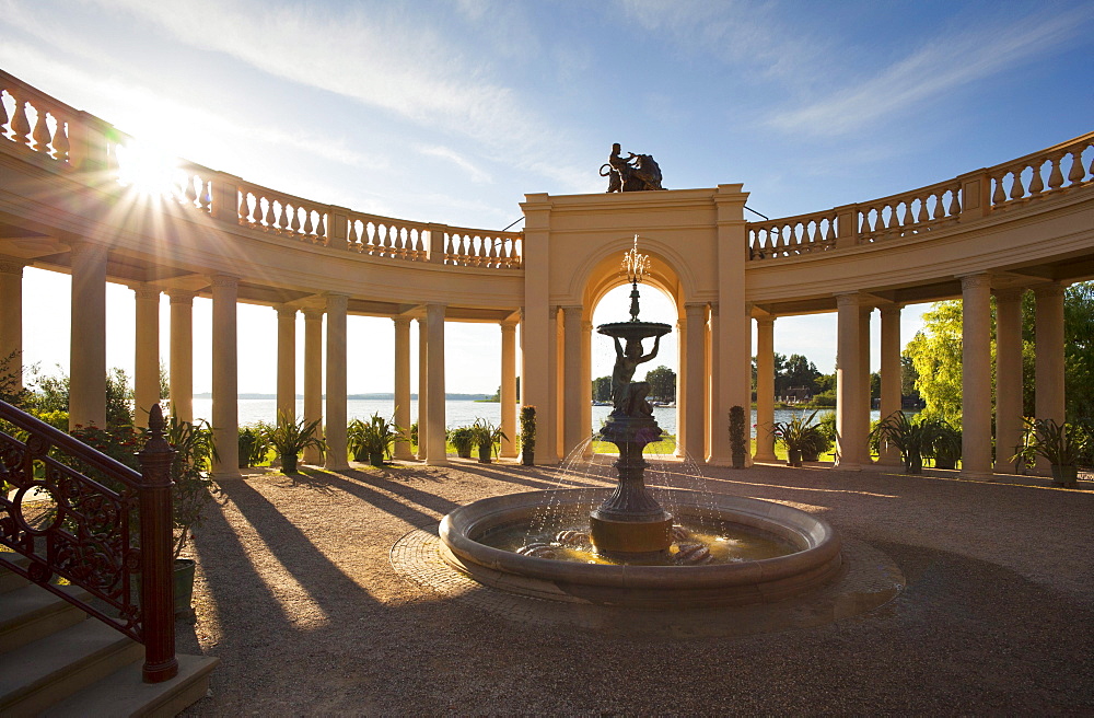 Fountain at the orangery of the castle, Schwerin castle, Schwerin, Mecklenburg Western-Pomerania, Germany