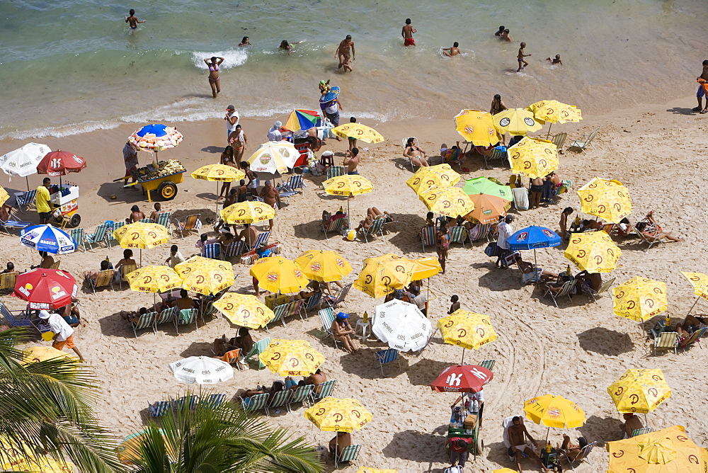 Crowded Sunday afternoon beach, Recife, Pernambuco, Brazil, South America