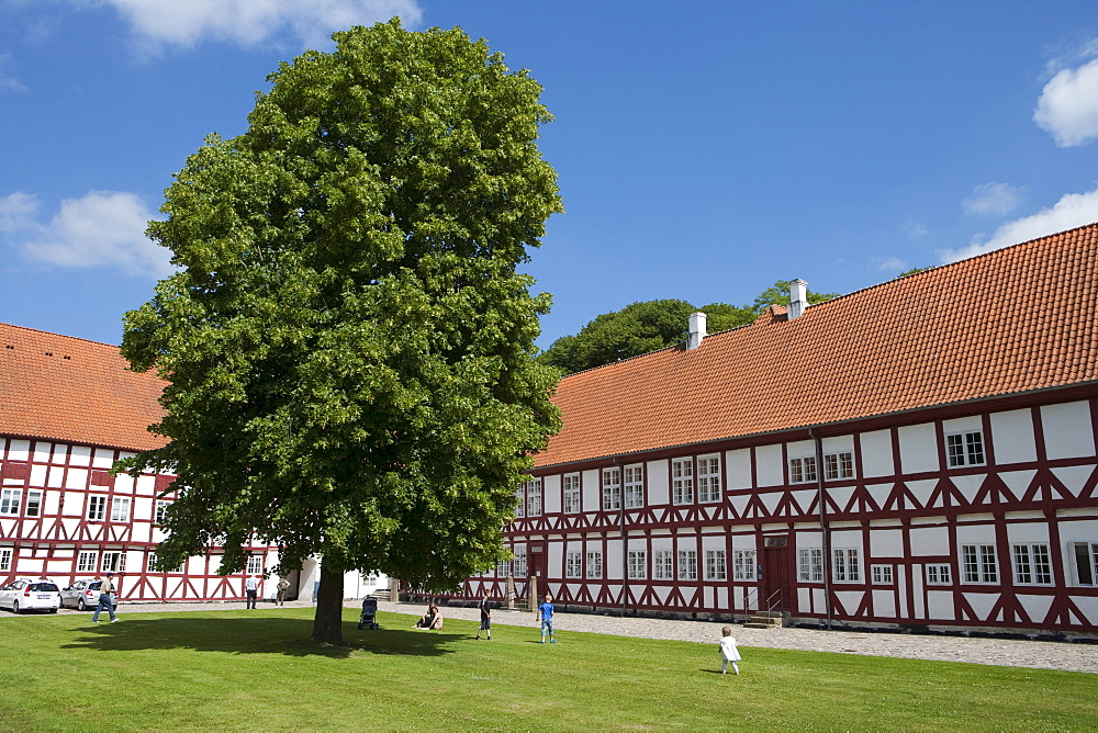 Interior courtyard of Aalborghus Slot (Aalborg Castle), Aalborg, North Jutland, Denmark