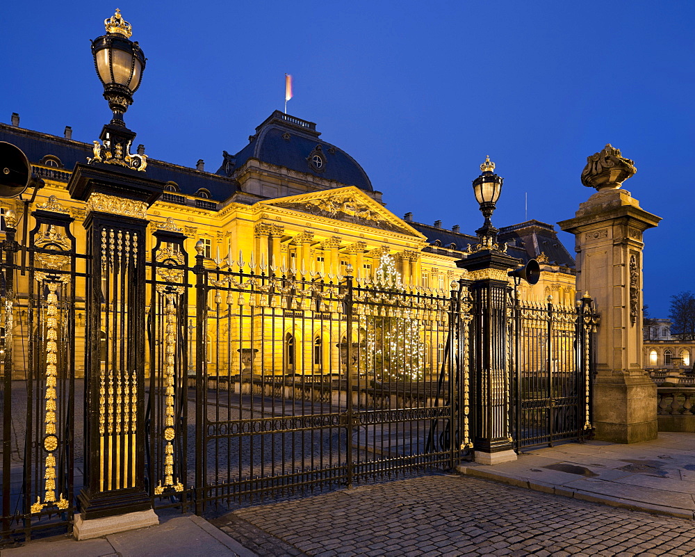 Royal Palace at night, Brussels, Belgium, Europe