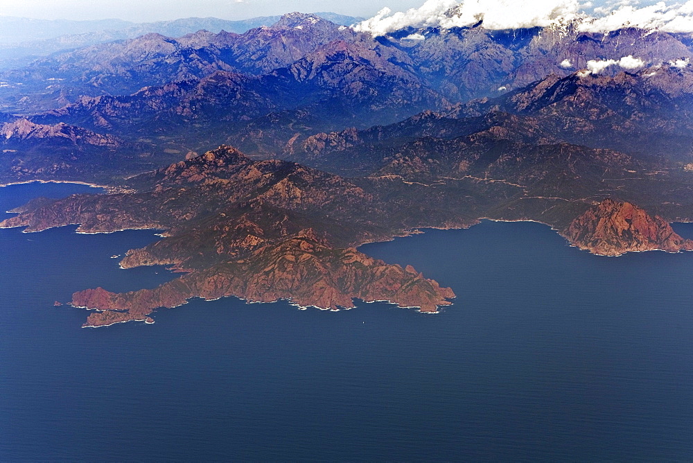 Aerial view of Nature Reserve Scandola, Corsica, France