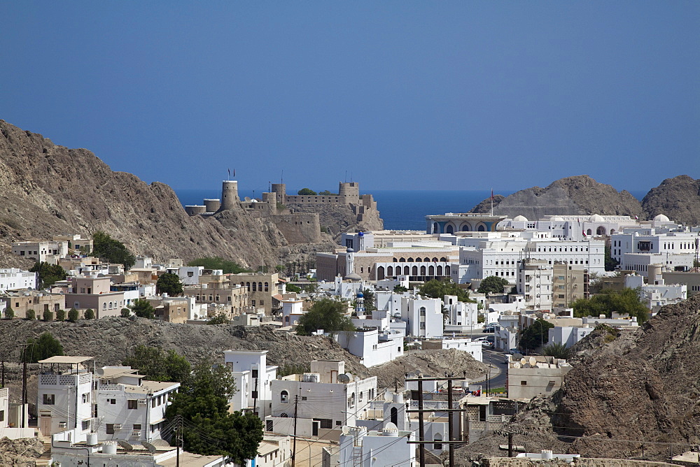 Overhead of Old Muscat, Muscat, Masqat, Oman, Arabian Peninsula