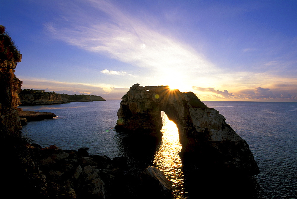 Coastal landscape at sunset, Cala Santanyi, Majorca, Spain